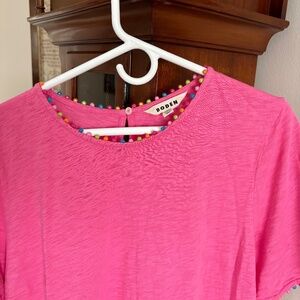 BODEN HOT PINK SUMMER SHIFT WITH POM POM TRIM LIKE NEW 16-18L